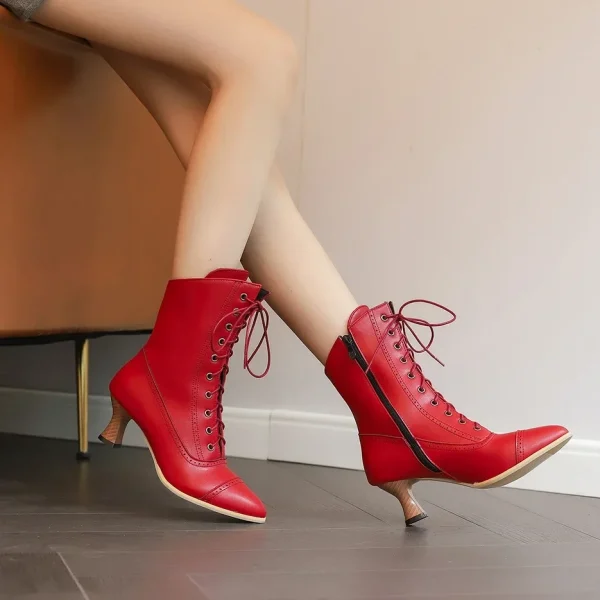 Lace-Up Retro Knight Ankle Boots - Image 4