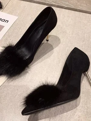 Furry Pointed Heels