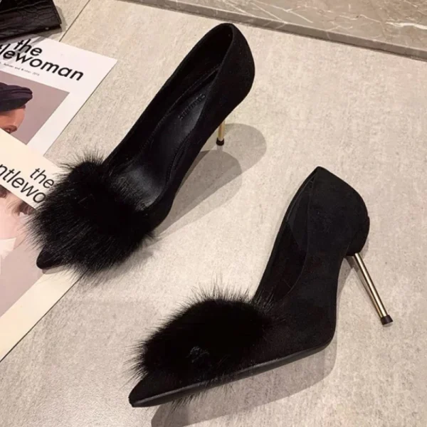 Furry Pointed Heels