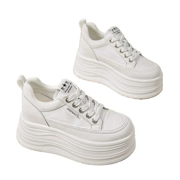 8cm Height Increase Leather Mesh Sneakers - Image 3