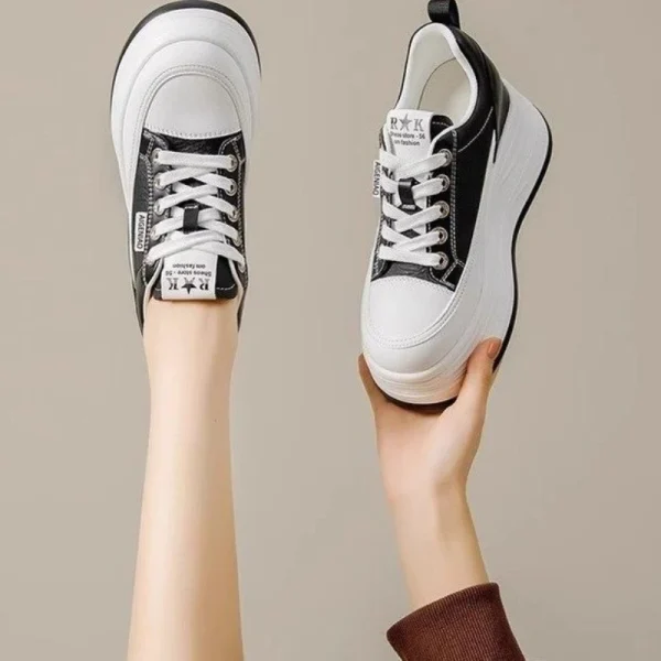 8cm Height Increase Leather Mesh Sneakers - Image 2