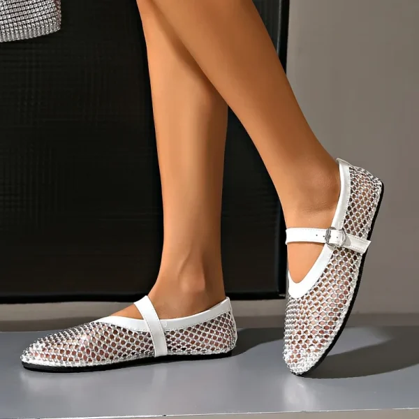 Crystal Mesh Mary Jane Flats - Image 3