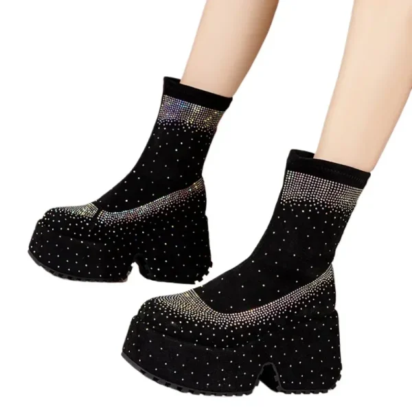 Women's Crystal Wedge Boots - Image 2