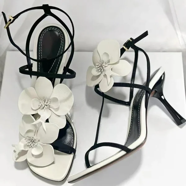 Flower Slingback Heels