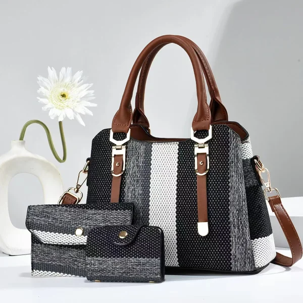 3-Piece Striped Handbag Set - Image 6