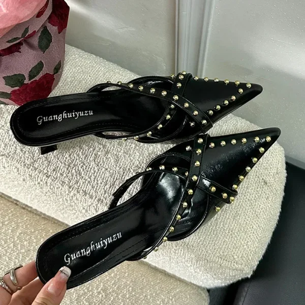 Rivet Slingback Pointed Mules - Image 2