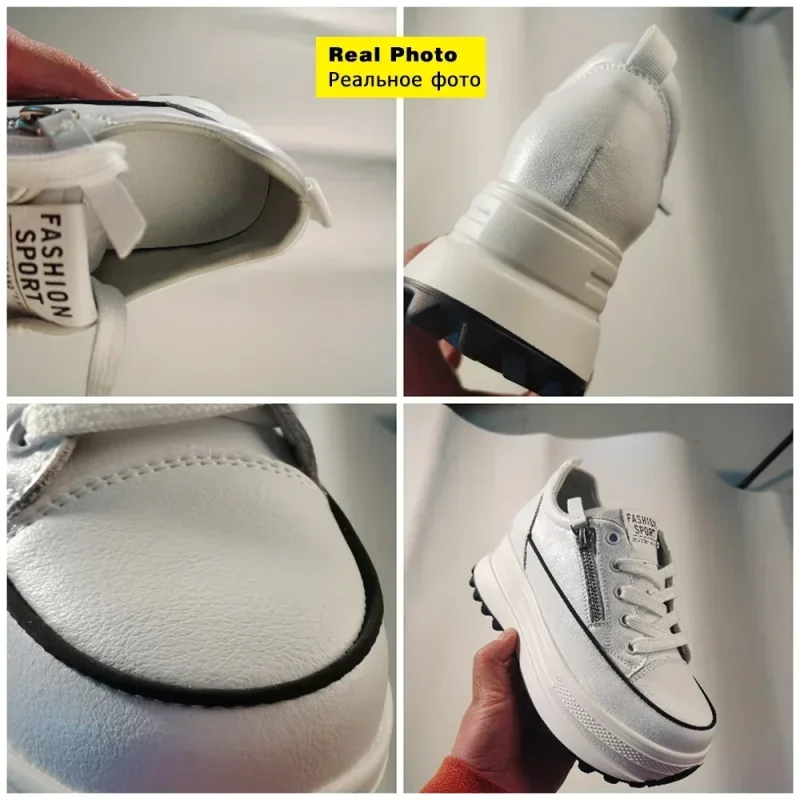 7cm Leather Wedge Sneakers - Image 3