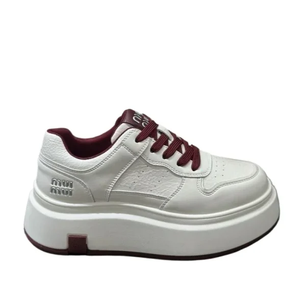 Soft Leather Thick-Soled Sneakers