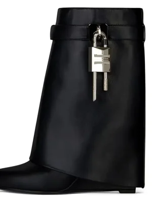 Locking Gothic Wedge Ankle Boots