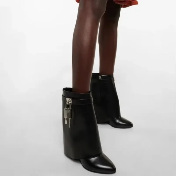 Locking Gothic Wedge Ankle Boots - Image 2