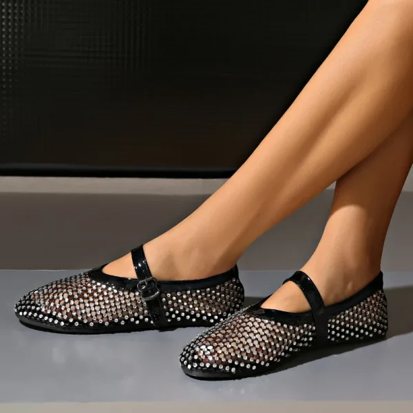 Crystal Mesh Mary Jane Flats - Image 2