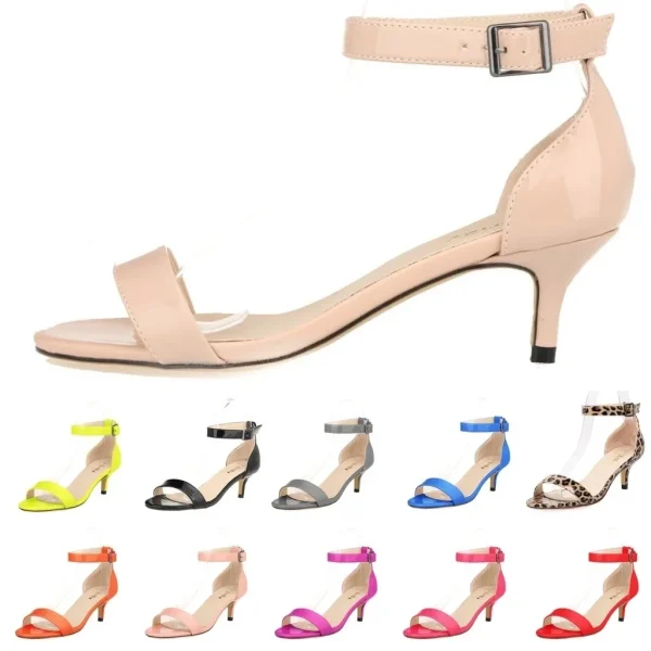 Multicolor Ankle Strap Low Heel Sandals - Image 6