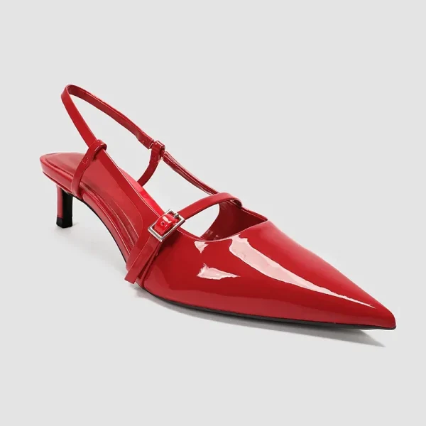 Patent Leather Slingback Low Heel Mules - Image 2