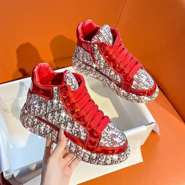 2025 Sparkling Diamond High-Top Sneakers - Image 2