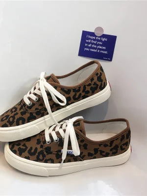 Leopard Canvas Lace-Up Sneakers