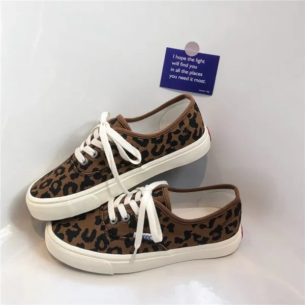 Leopard Canvas Lace-Up Sneakers