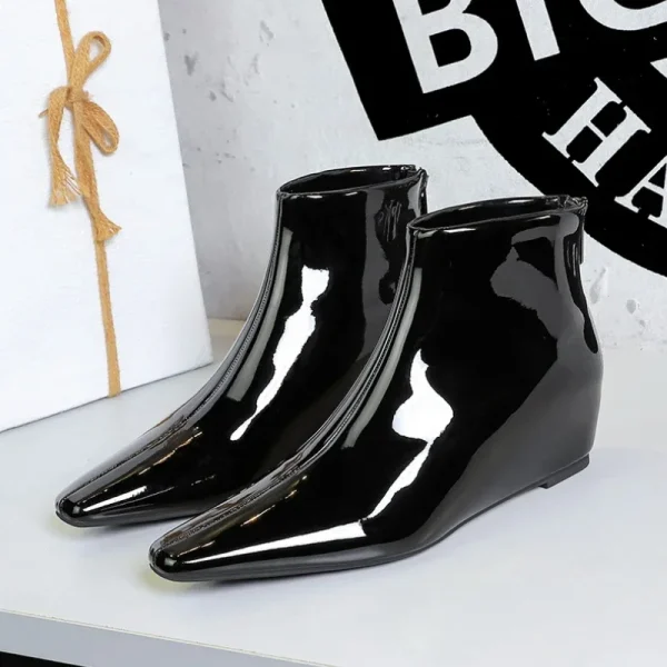 Patent Leather Pointed Ankle Boots - Image 2