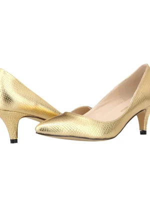 Gold Crocodile Pattern Platform High-Heel Pumps