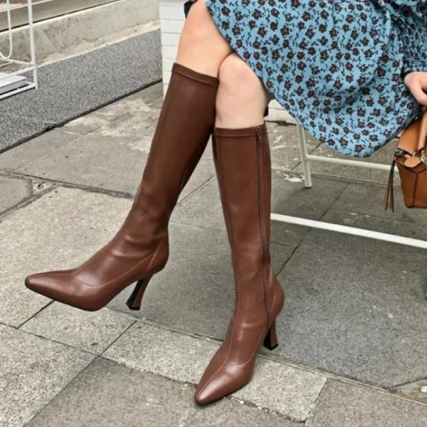 Thin Heel Knee-High Rider Boots 2025