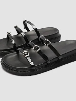 Metal Buckle Flat Sandals