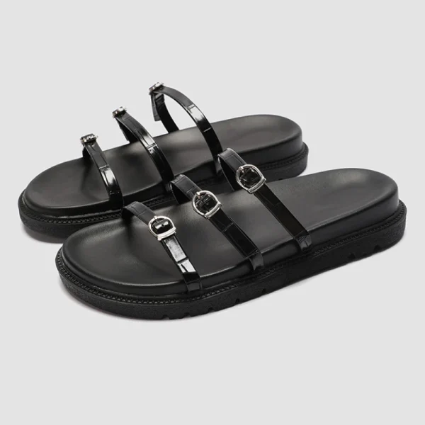 Metal Buckle Flat Sandals