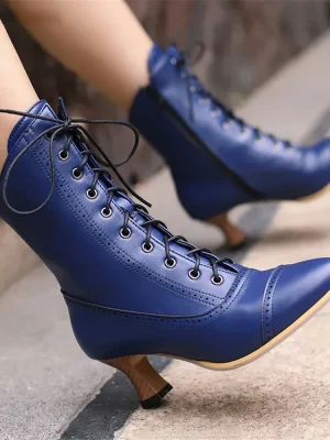 Lace-Up Retro Knight Ankle Boots