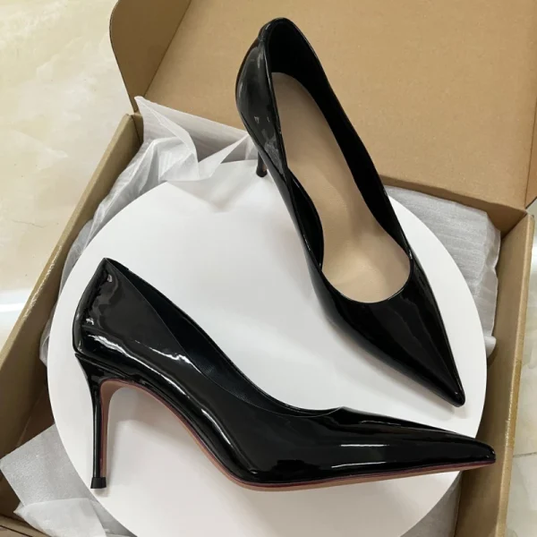 Black Patent Pointed Heels - Image 2