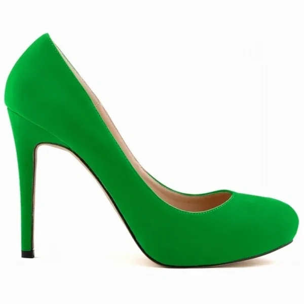 Velvet Platform High-Heel Round-Toe Pumps - Image 4