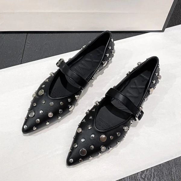 Luxury Mary Jane Shoes Retro Flat Rivet - Image 3