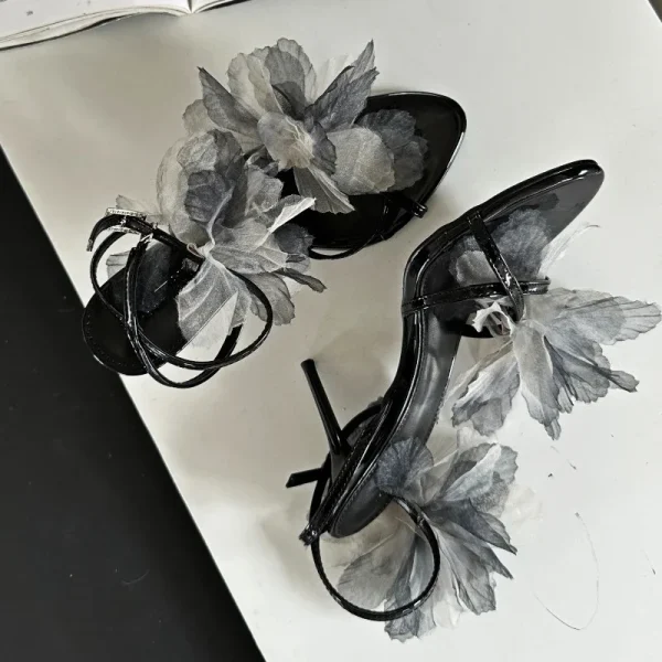 Lace Flower Stiletto Sandals - Image 3