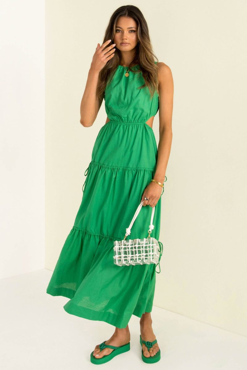 Women's Spring Lace-Up Drawstring Sexy Maxi Dress - Image 3
