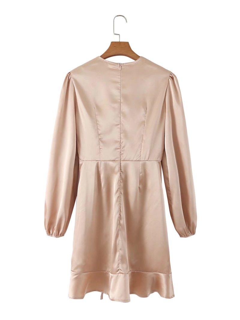 Sexy Asymmetric V-Neck Ruched Club Dress - Image 2