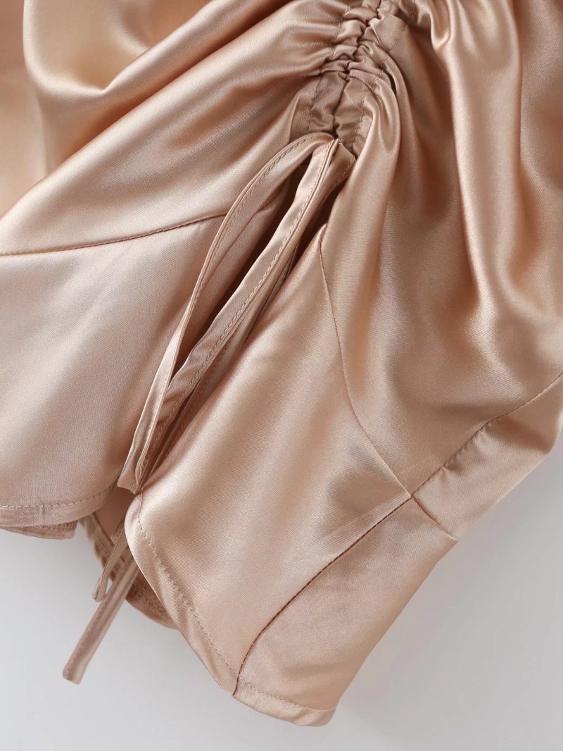 Sexy Asymmetric V-Neck Ruched Club Dress - Image 4