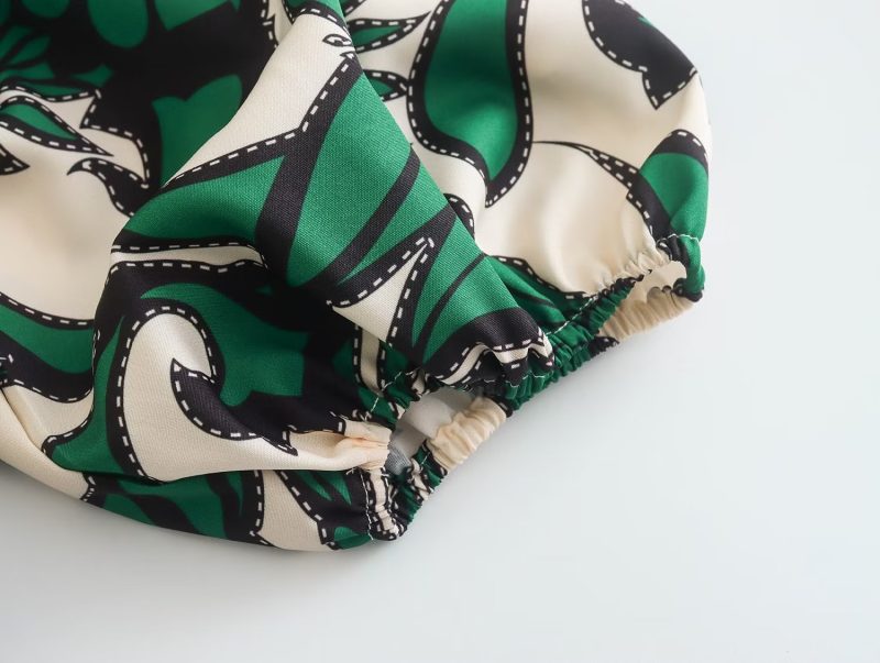 Fresh Printed Square Collar Slim A-Line Dress - Image 3