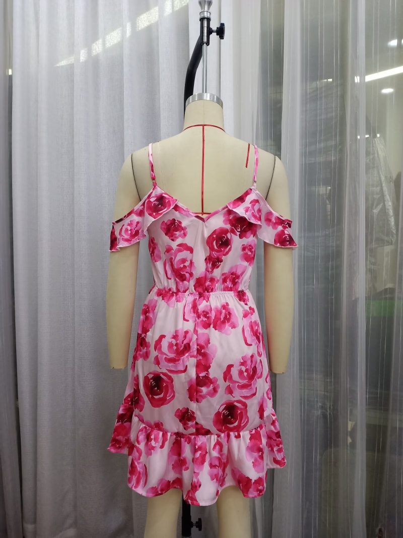 Women’s Sexy Rose Print Tube Dress - Image 3