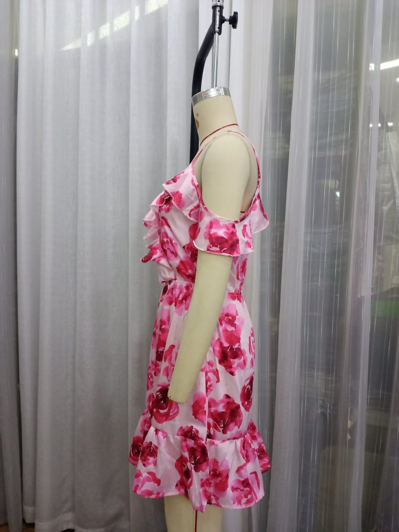 Women’s Sexy Rose Print Tube Dress - Image 4