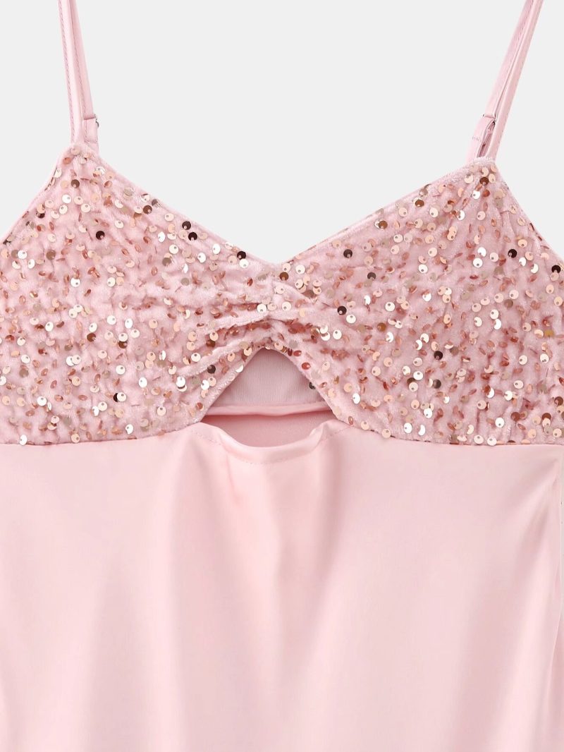 Women’s Short Sequined Decorative Strap Dress - Image 3