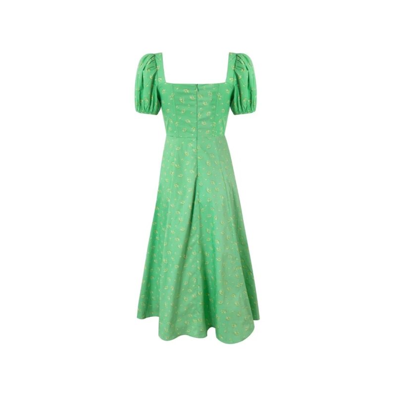 French Retro High-Waist Lace-Up Floral Maxi Dress - Image 2