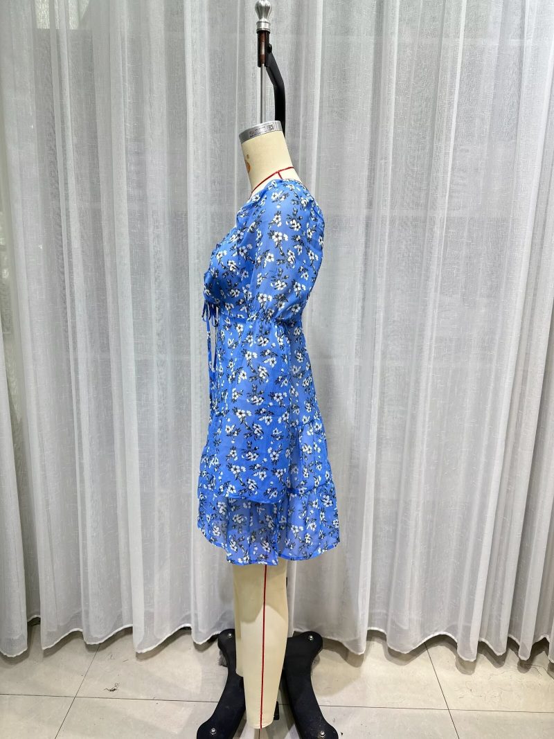 Summer Women’s Square Collar Waist Trimming Dress - Image 4