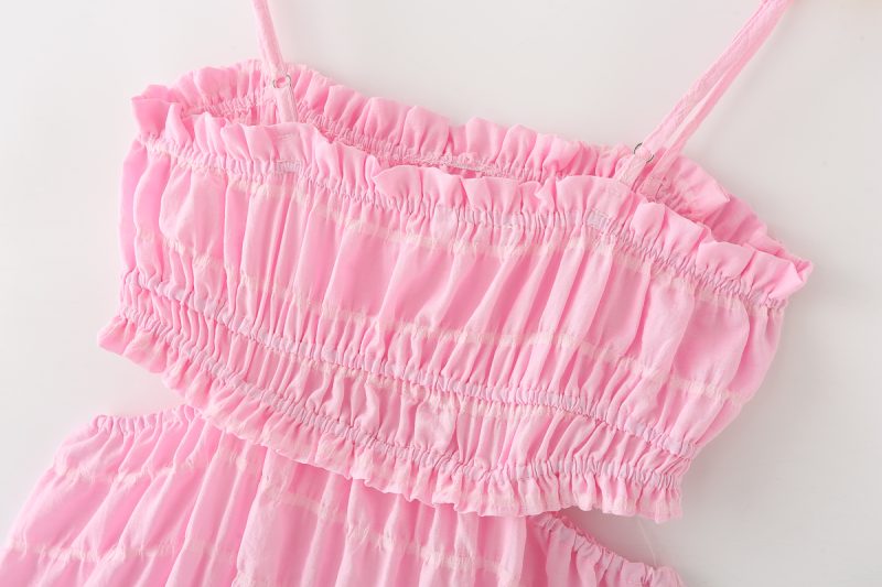 Pink A-Line Midi Waist-Controlled Sling Dress - Image 4