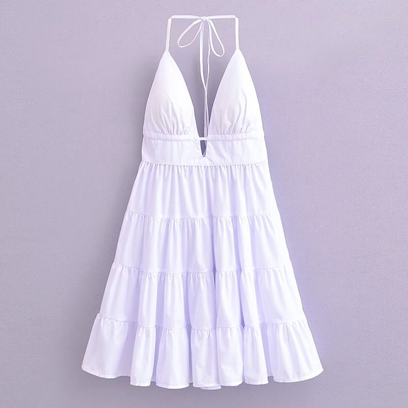 Sexy Lace-Up Halter A-Version Cami Dress