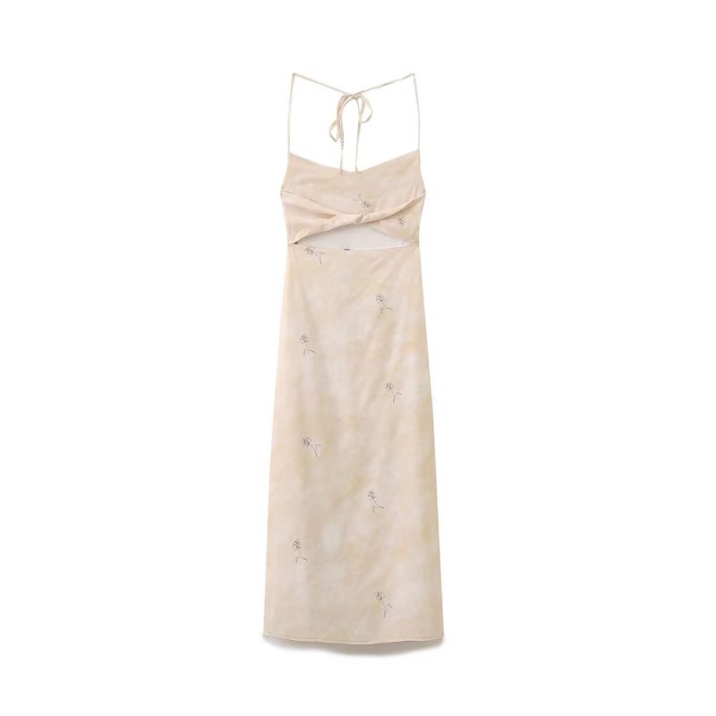 Elegant French Printed Satin Slip Dress - Image 2