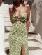 French Floral Print Blended Midi Dress
