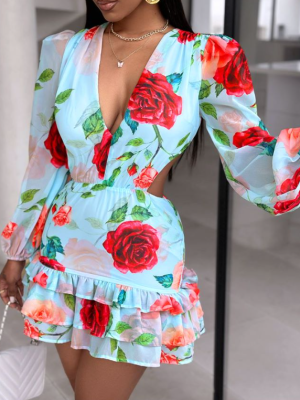 Hollow Out Sexy Printed Summer Dress