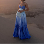 Sexy Gradient Cutout Suspender Vacation Dress