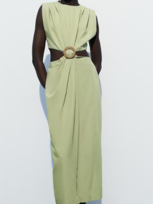 Summer Sleeveless Buckle Hollow Out Dress