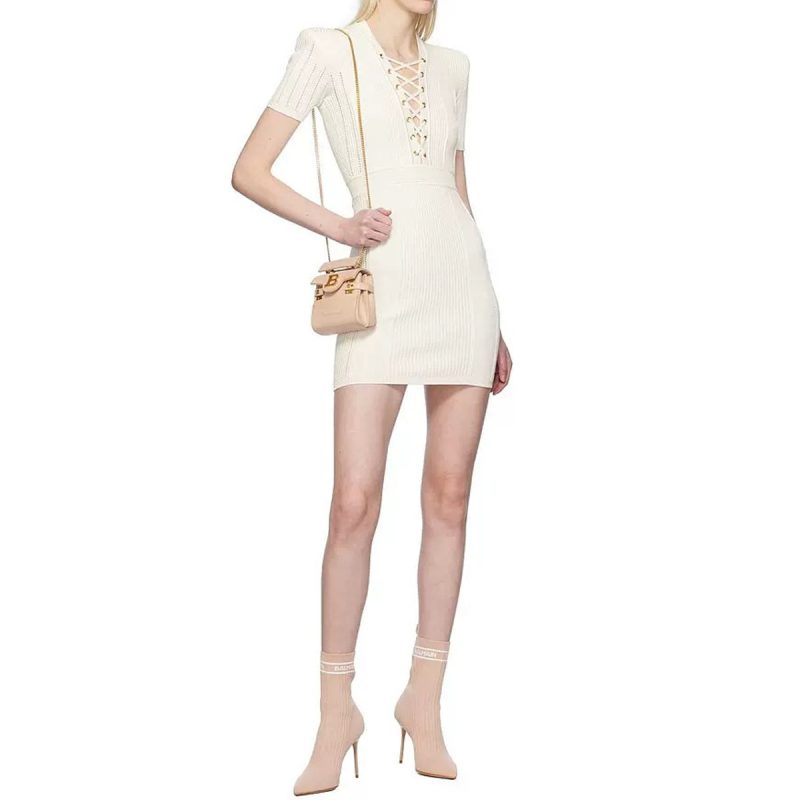 Celebrity V Neck Cinched Drawstring Slimming Dress