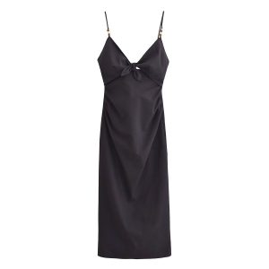 Summer Beaded V-Neck Backless Maxi Dress