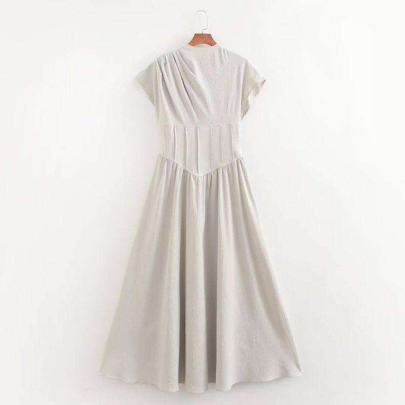 Women's Round Neck Short Sleeve Swing Dress