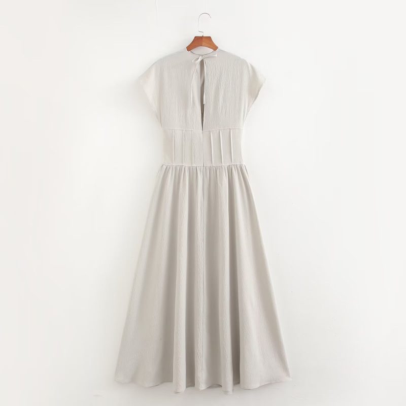 Women's Round Neck Short Sleeve Swing Dress - Image 2
